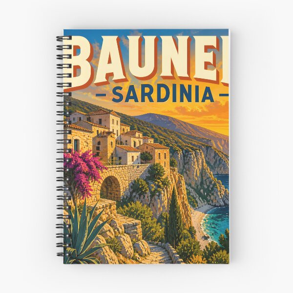 Item preview, Baunei Sardinia Sunset – Vintage Travel Poster designed and sold by LSVart.