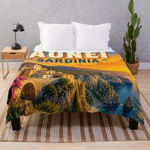 Item preview, Baunei Sardinia Sunset – Vintage Travel Poster designed and sold by LSVart.