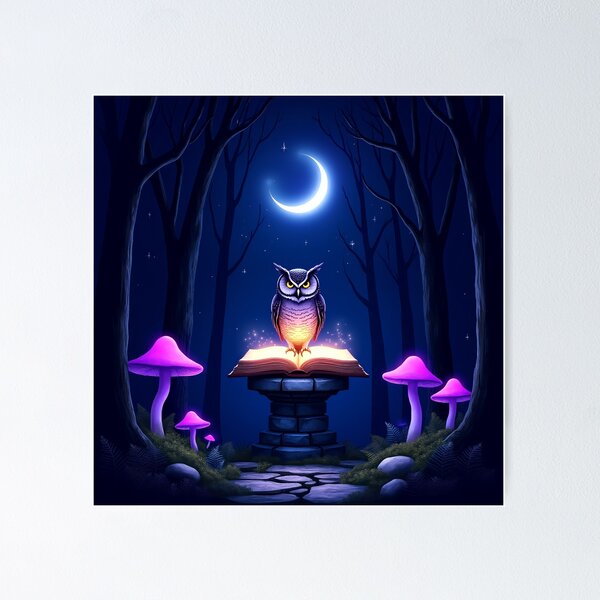 Item preview, Owl on Book in Enchanted Forest – Witchy Magic Purple RBA-2026-0107-B designed and sold by IdeaSmith.