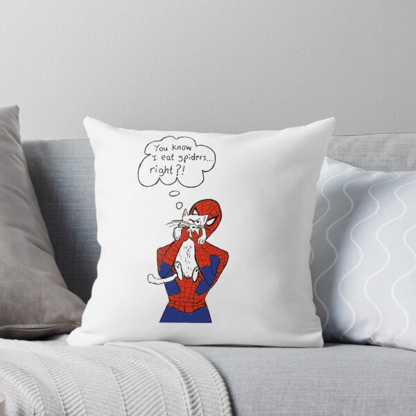 Item preview, Spiderman hugging an unhappy cat with caption " You know I eat spiders..." designed and sold by KPlayerAdhder.
