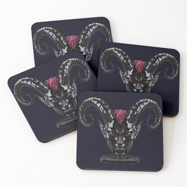 Item preview, Glossy Black Demon Lord - Metallic Horned Baphomet with Ruby Crystal designed and sold by charmaroundyou.