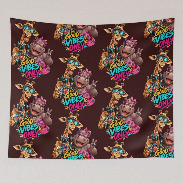 Item preview, Tropical Giraffe and Hippo Good Vibes designed and sold by InterStore78.