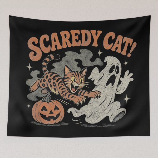 Item preview, Scaredy Cat! – Cheeky cat frightens terrified ghost designed and sold by Bengoer18.