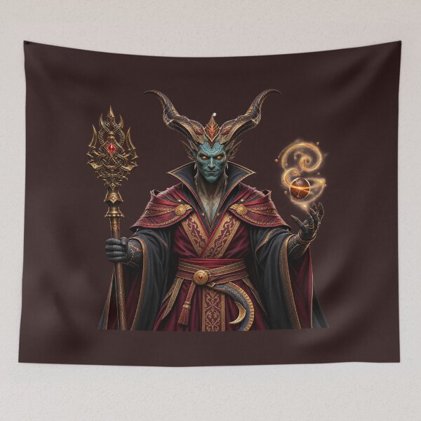 Item preview, Archmage Demon Lord - Majestic Horned Sorcerer in Crimson Robes designed and sold by charmaroundyou.
