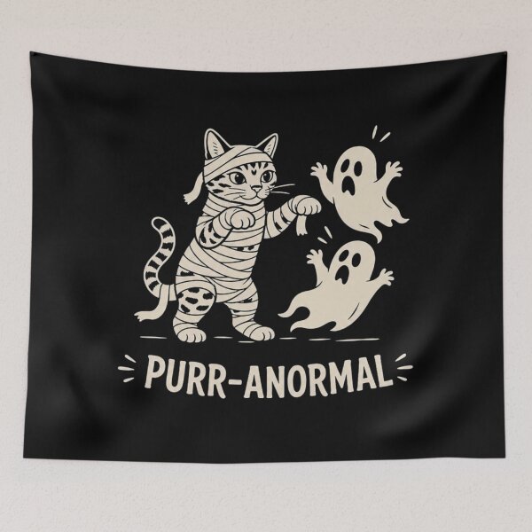 Item preview, Purr-Anormal – Cute mummy cat conjures up little ghosts designed and sold by Bengoer18.