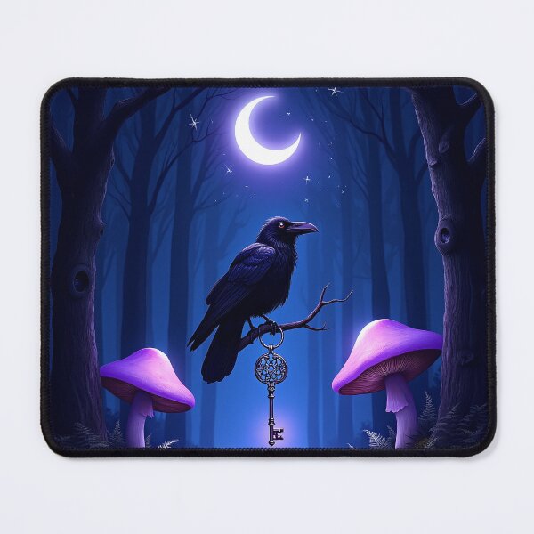 Item preview, Raven with Key in Enchanted Forest – Witchy Magic Purple RBA-2026-0108-B designed and sold by IdeaSmith.