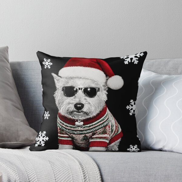 Item preview, Cute Dog Christmas Happy Christmas Westie in Santa Hat and Sunglasses Cute Pet Holiday Greeting  designed and sold by HYPNK.
