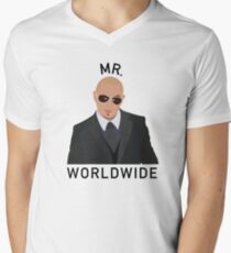 Camiseta de cuello en V Pitbull Mr Worldwide