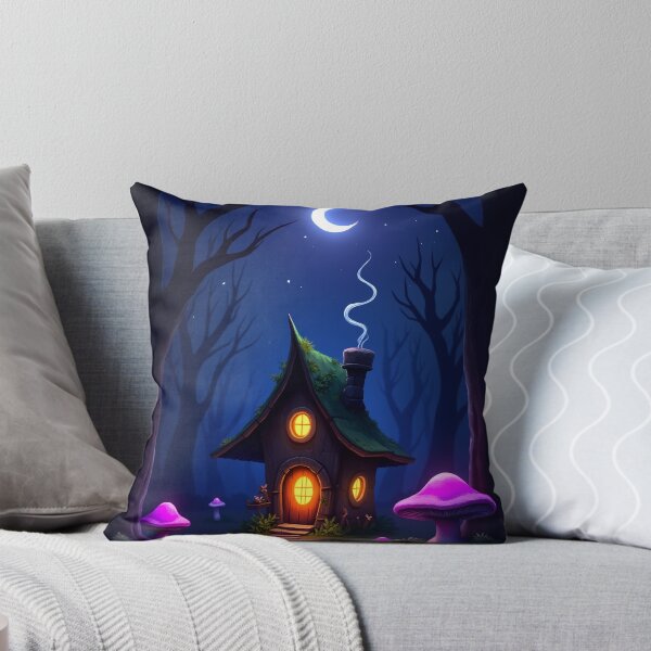 Item preview, Witch Cottage in Dark Enchanted Forest – Fantasy Moon Purple RBA-2026-0102-A designed and sold by IdeaSmith.