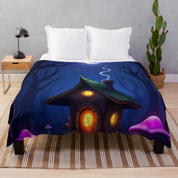 Item preview, Witch Cottage in Dark Enchanted Forest – Fantasy Moon Purple RBA-2026-0102-A designed and sold by IdeaSmith.