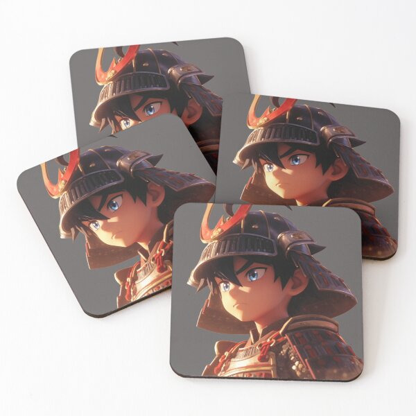 Aperçu de l'œuvre Jeune guerrier samouraï anime - Illustration 3D mignonne d'un chevalier Kabuto créée et vendue par charmaroundyou.