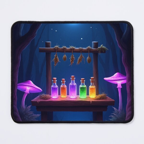Item preview, Potion Bottles in Dark Enchanted Forest – Fantasy Moon Purple RBA-2026-0105-A designed and sold by IdeaSmith.