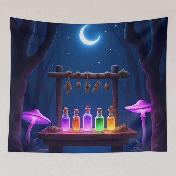 Item preview, Potion Bottles in Dark Enchanted Forest – Fantasy Moon Purple RBA-2026-0105-A designed and sold by IdeaSmith.