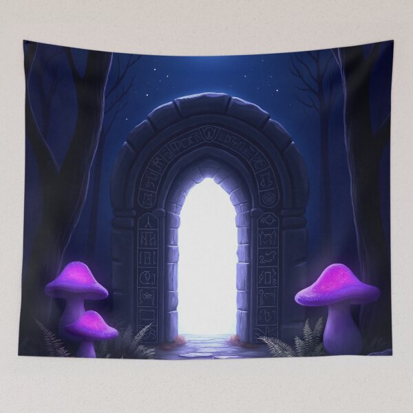 Item preview, Rune Gate in Dark Enchanted Forest – Fantasy Moon Purple RBA-2026-0106-A designed and sold by IdeaSmith.
