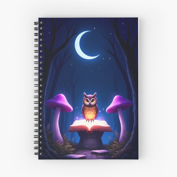 Item preview, Owl on Book in Dark Enchanted Forest – Fantasy Moon Purple RBA-2026-0107-A designed and sold by IdeaSmith.