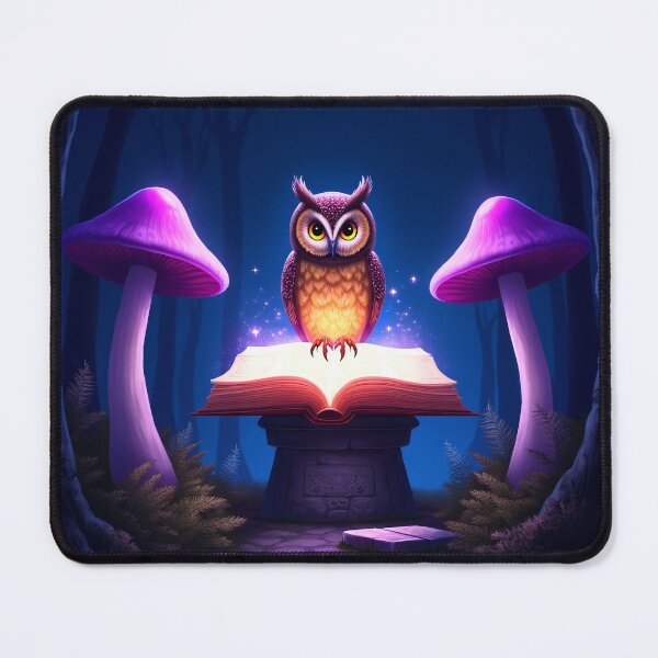 Item preview, Owl on Book in Dark Enchanted Forest – Fantasy Moon Purple RBA-2026-0107-A designed and sold by IdeaSmith.