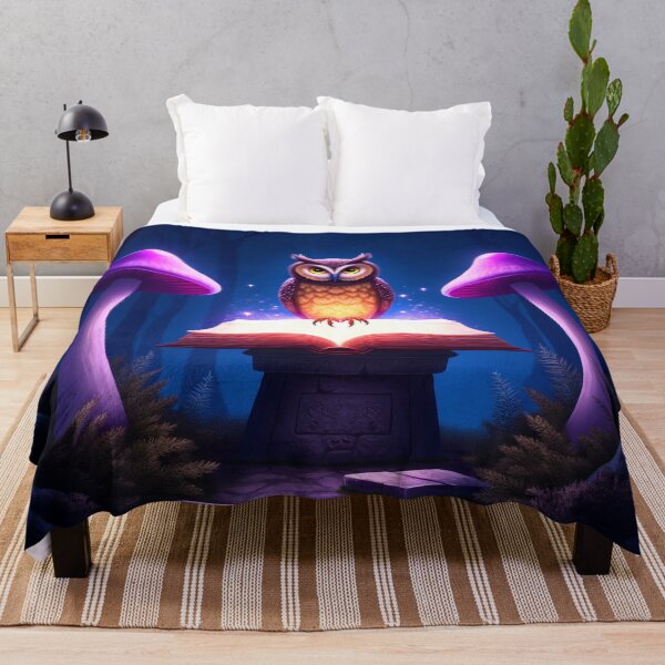 Item preview, Owl on Book in Dark Enchanted Forest – Fantasy Moon Purple RBA-2026-0107-A designed and sold by IdeaSmith.