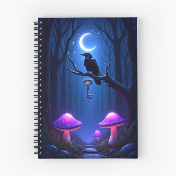 Item preview, Raven with Key in Dark Enchanted Forest – Fantasy Moon Purple RBA-2026-0108-A designed and sold by IdeaSmith.