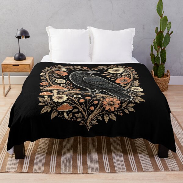 Item preview, Gothic Raven with Flowers and Woodland Mushrooms designed and sold by NoeValdric.