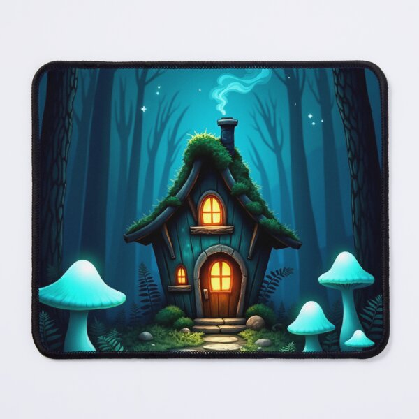 Item preview, Witch Cottage in Dark Enchanted Forest – Fantasy Moon Blue RBA-2026-0152-A designed and sold by IdeaSmith.