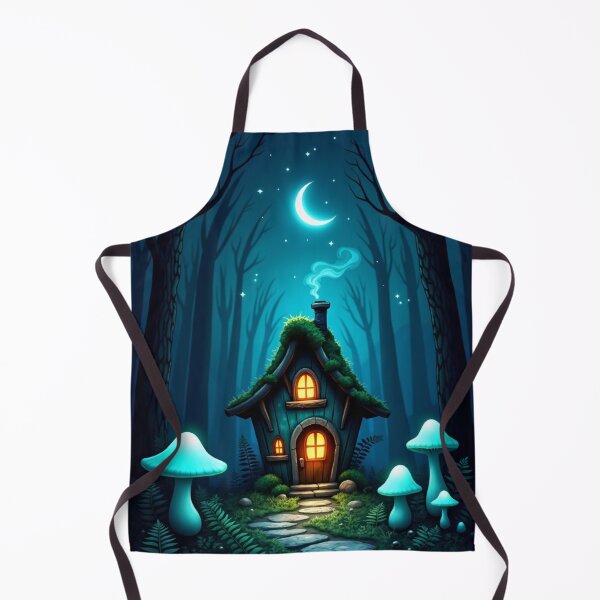 Item preview, Witch Cottage in Dark Enchanted Forest – Fantasy Moon Blue RBA-2026-0152-A designed and sold by IdeaSmith.