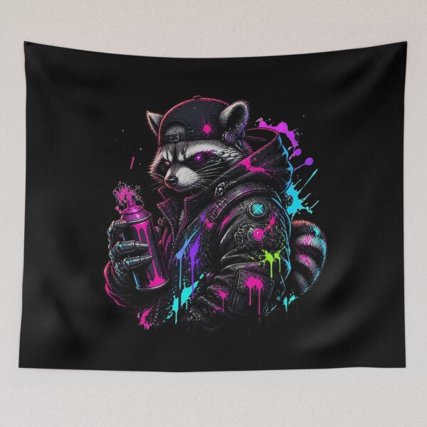 Item preview, Cyberpunk Raccoon Graffiti Artist Streetwear Hip Hop designed and sold by LazyDayzCo.