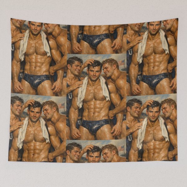 Item preview, Retro Jocks "The Swim Team" Gay Leather Art Design designed and sold by ItsAKinkThing.