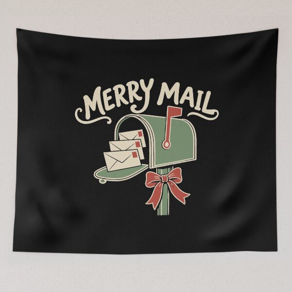 Item preview, Cozy Christmas Merry Mail Festive Mailbox and Letters designed and sold by AMICO77.