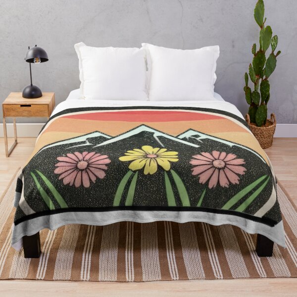 Item preview, Retro mountain with trees wildflowers vintage Art designed and sold by Expressions-Sel.