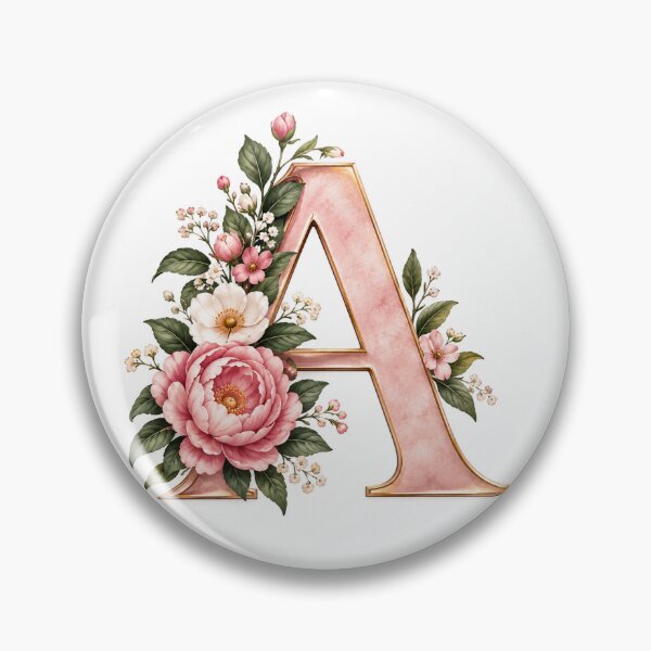 Artikelvorschau, Florales Monogramm des Buchstabens A, rosa botanische Initialen-Illustration entworfen und verkauft von Sania Wazir Studio.