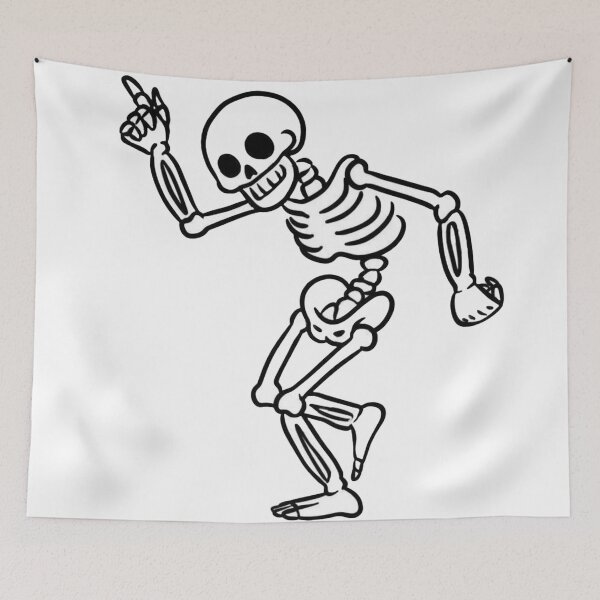 Aperçu de l'œuvre Dancing Skeleton – Funny Gothic Skull Black and White Art créée et vendue par RAYBIL.