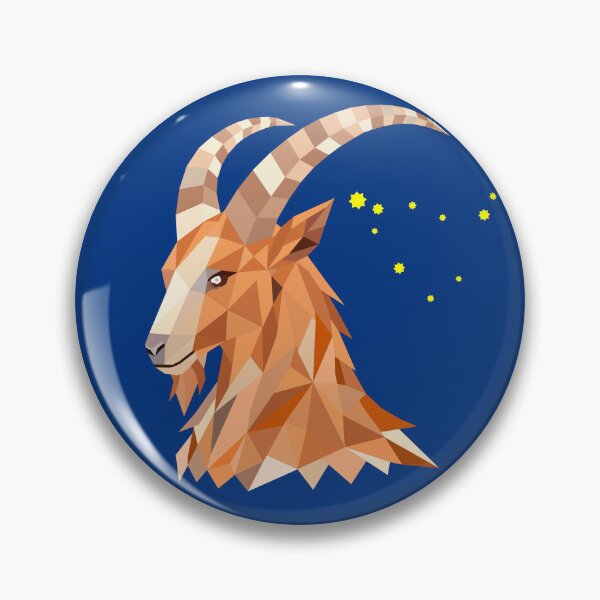 Item preview, Capricorn Zodiac Low Poly Goat Badge designed and sold by KhrystallineArt.