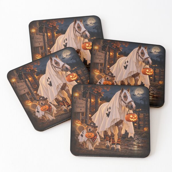 Item preview, Halloween Horse & Dog – Cute Western Trick or Treat designed and sold by  QuarterHorseArt by Just my Studio.