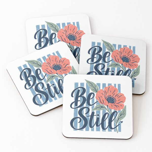 Item preview, Be Still Floral Poppy with Blue Stripes designed and sold by Cute-and-Co.