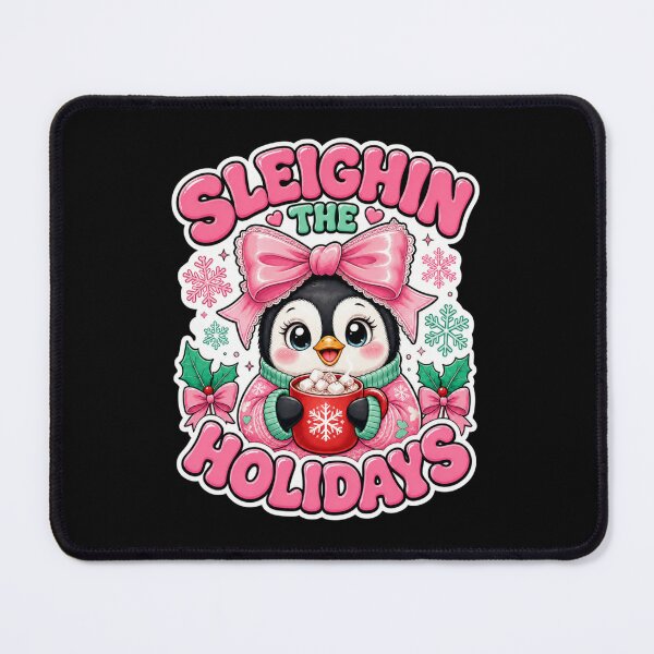 Item preview, Sleighin The Holidays Penguin T-Shirt | Cute Pink Christmas Tee designed and sold by Design Vibras.