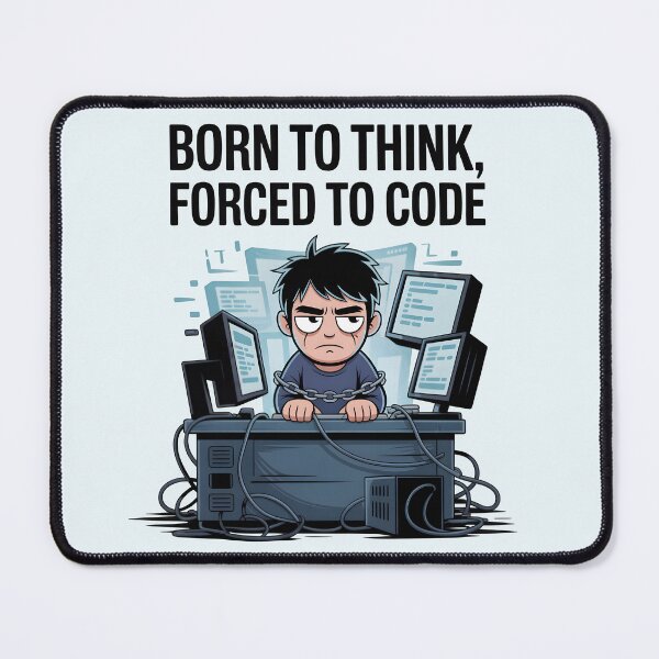 Item preview, Born to Think, Forced to Code – Funny Programmer AI Humor Design designed and sold by Jollys-ArtShop.