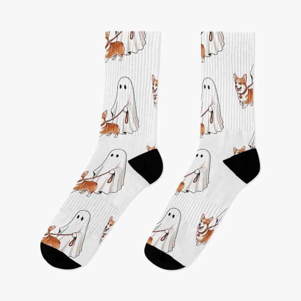 Item preview, Spooky Ghost Walking Pembroke Welsh Corgi Dog Lover Halloween Art designed and sold by raedattia.