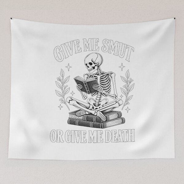 Item preview, Give Me Smut Or Give Me Death Skeleton Reading Books Vintage Art designed and sold by LiverEver.