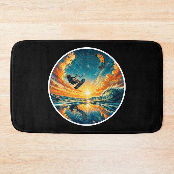 Item preview, Kitesurfer in Flight Painterly Circular Art Print Sticker Kiteboarding Gift designed and sold by sharifex.