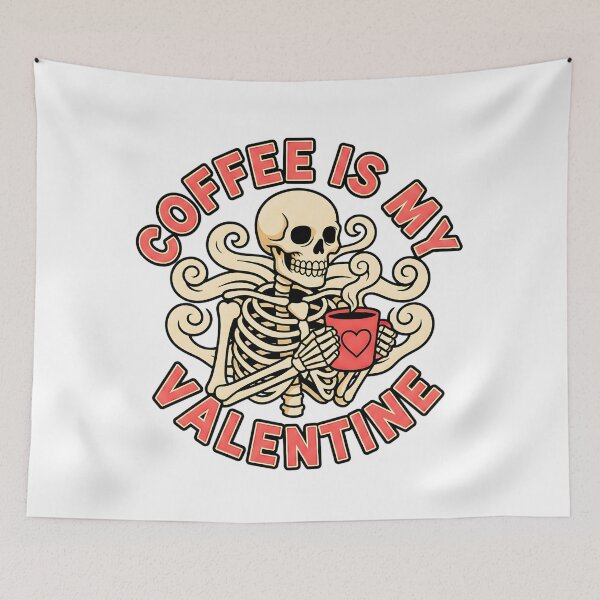 Artikelvorschau, Kaffee ist mein Valentinstag – Lustiger Totenkopf-Valentinstag entworfen und verkauft von ArtDesignTp.