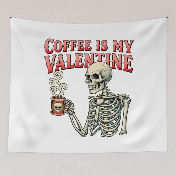 Artikelvorschau, Kaffee ist mein Valentinstag – Lustiger Skelettschädel entworfen und verkauft von ArtDesignTp.