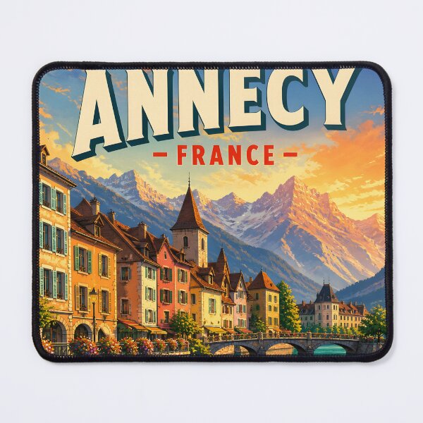 Item preview, Annecy France Sunset – Vintage Travel Poster designed and sold by LSVart.