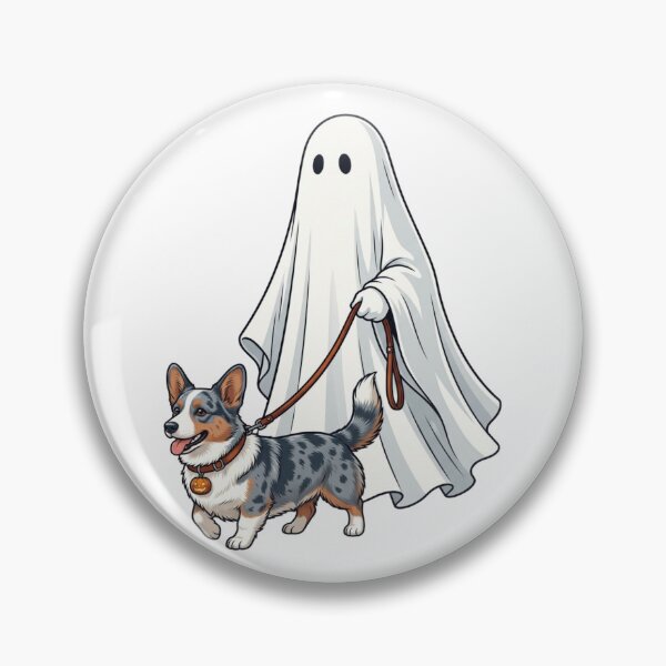 Item preview, Spooky Ghost Walking Blue Merle Cardigan Welsh Corgi Halloween Art designed and sold by raedattia.