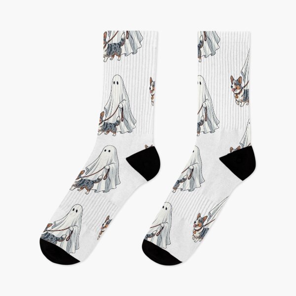 Item preview, Spooky Ghost Walking Blue Merle Cardigan Welsh Corgi Halloween Art designed and sold by raedattia.