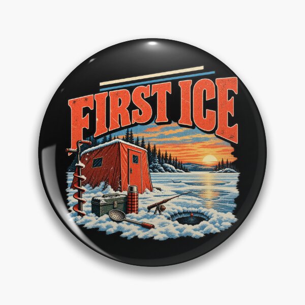 Item preview, First Ice Vintage Ice Fishing Winter Fishing Design designed and sold by DopeyRobot.