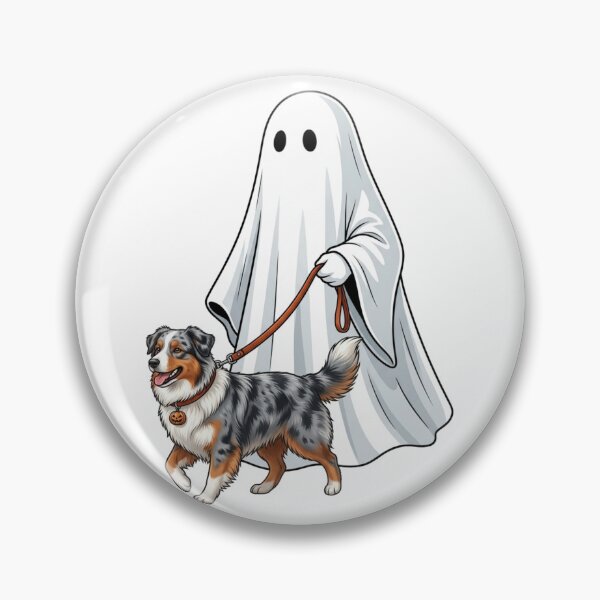 Item preview, Spooky Ghost Walking Australian Shepherd Blue Merle Dog Halloween Art designed and sold by raedattia.