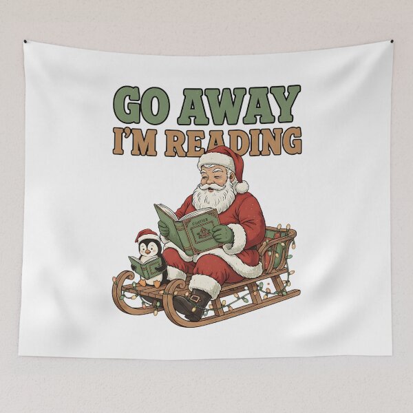 Item preview, Go Away I'm Reading Festive Santa Penguin designed and sold by ArtDesignTp.