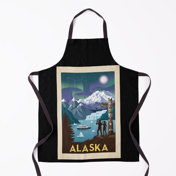 Item preview, Alaska Vintage Travel Poster - Northern Lights & Wilderness designed and sold by ArtworkNorth.