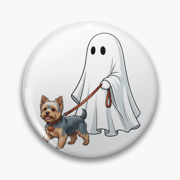 Item preview, Spooky Ghost Walking Yorkshire Terrier Yorkie Dog Lover Halloween Art designed and sold by raedattia.