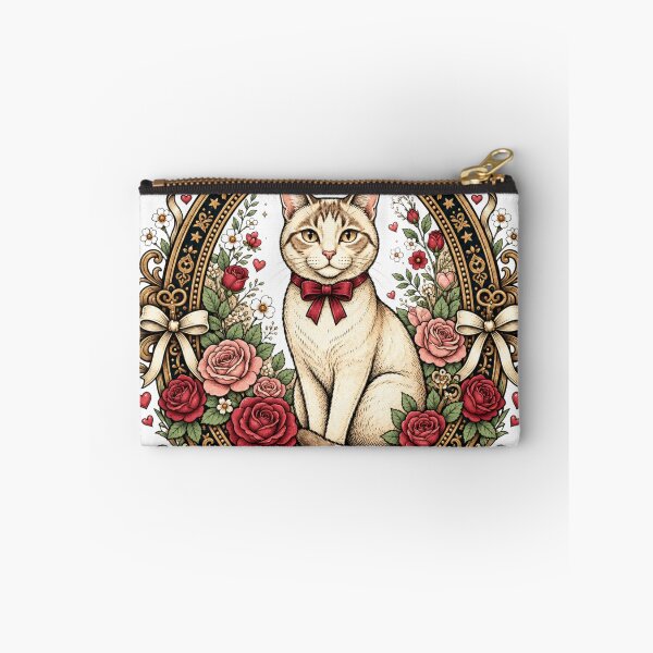 Item preview, Vintage Cat Portrait with Red Roses designed and sold by Iampoji.